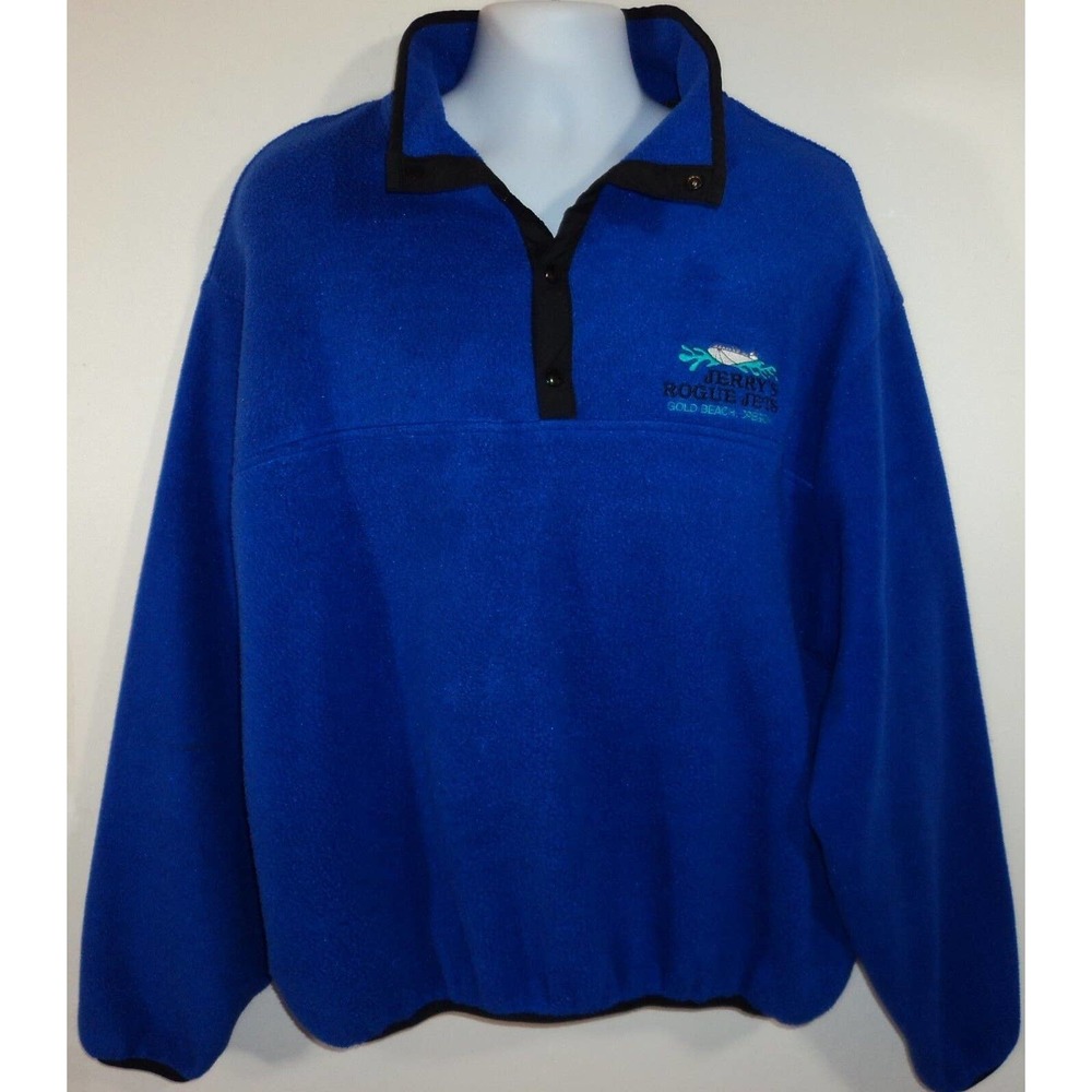 Polartec Mens XL Blue Fleece Jacket Jerry's Rogue Jets Gold Beach Oregon USA